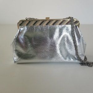 Vintage Silver Clutch with Chain